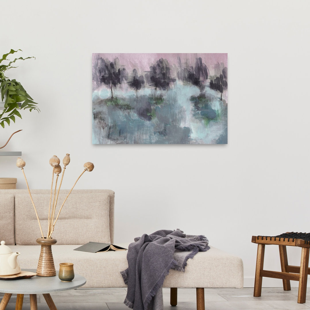 Misty Forest Abstraction Abstract Dreamy Peaceful Landscape Nature Wall Art Print