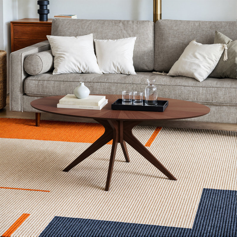 Fenway coffee table, Dessus noyer / base noyer
