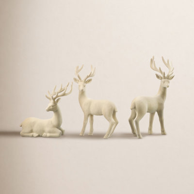 5-9.5" Resin Flocked Deer Set of 3