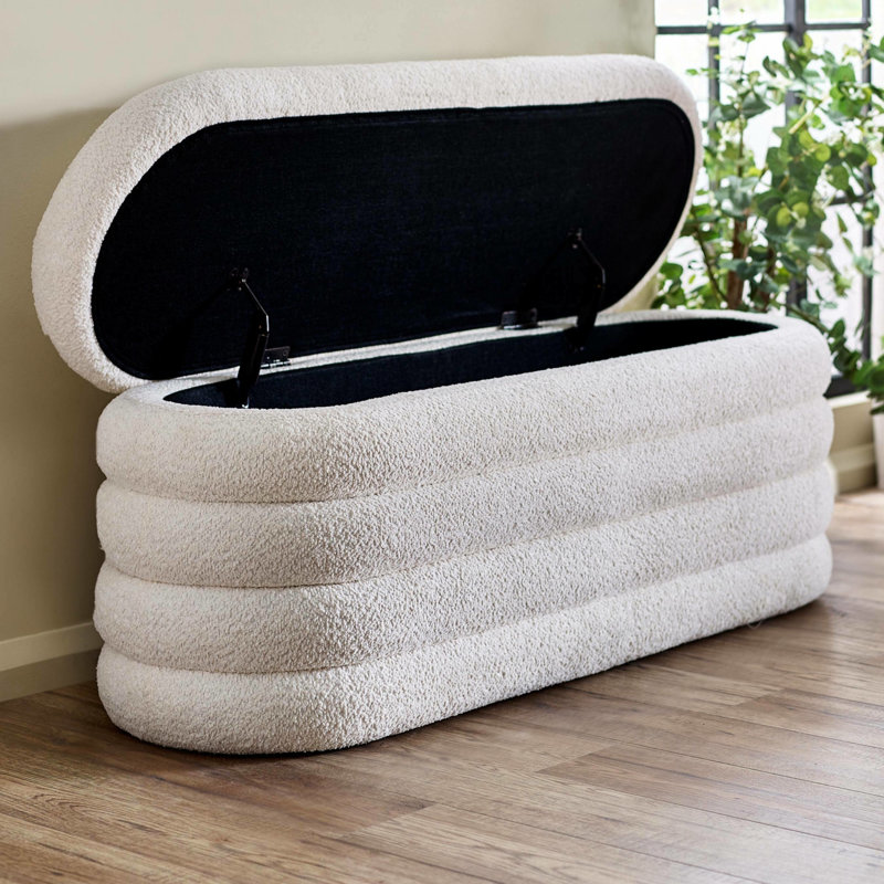 Deaysia 121cm Wide Oval Solid Colour Standard Ottoman with Storage