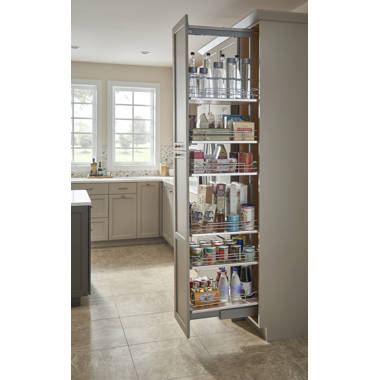 Rev-A-Shelf 8 in Chrome Solid Bottom Pantry Pullout Soft Close 5373-08-Maple