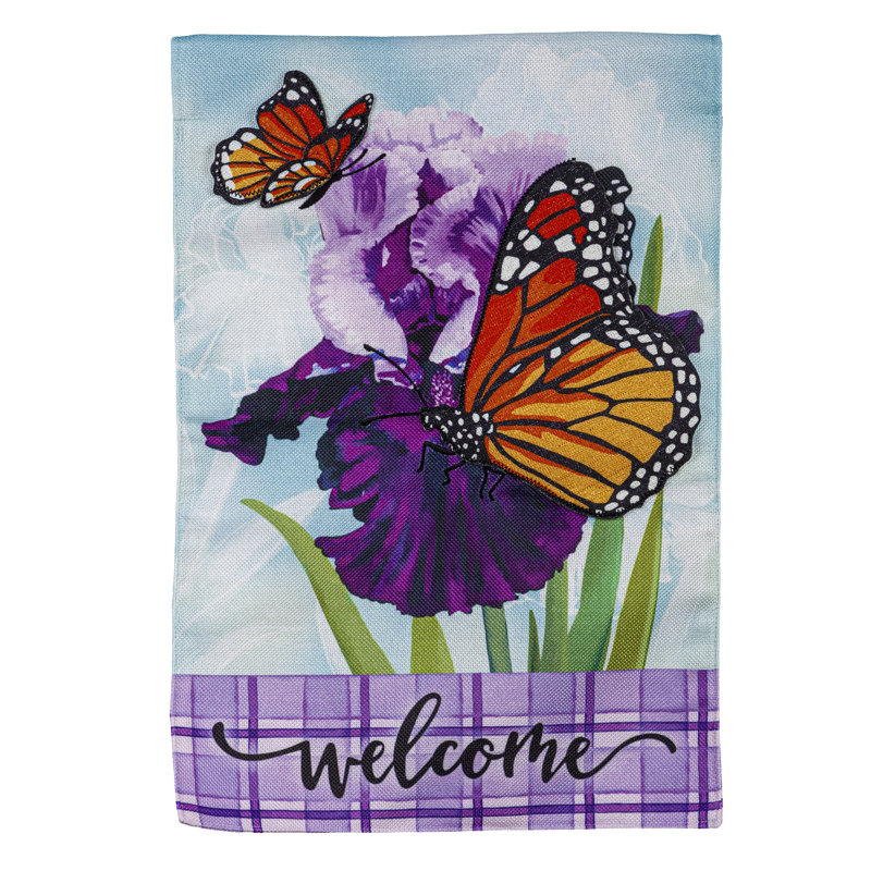 Drapeau de jardin en toile de jute 18 x 12,5 po Aliia Butterflies