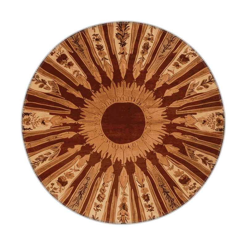 Tapis d'intérieur et d'extérieur brun Persian, Rond 5 pi