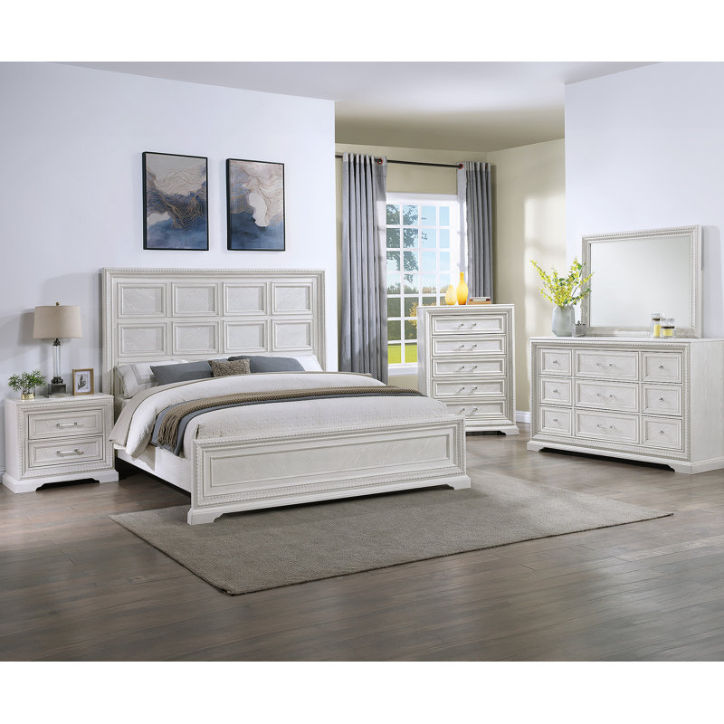 Commode en bois, commode de rangement à 6 tiroirs pour chambre à coucher