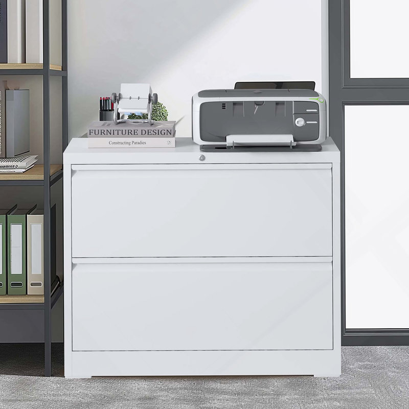 Classeur latéral fonctionnel et sécuritaire à 2 tiroirs pour un rangement efficace à la maison et au bureau, idéal pour plusieurs formats de documents