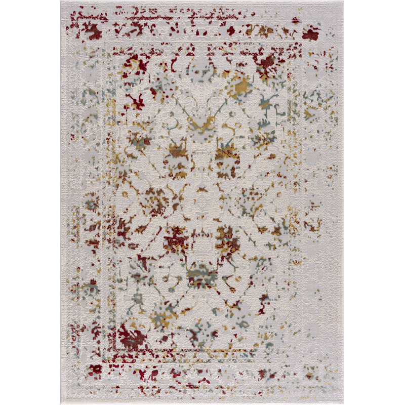 Tapis décoratif abstraite beige/rouge Tarrance, Rectangle 5 pi x 7 pi 6 po