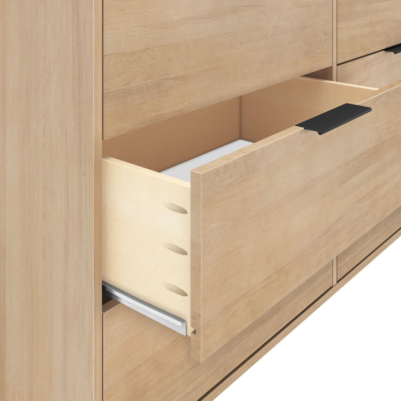 6 Drawer 59.5" W Solid Wood Dresser, Blonde