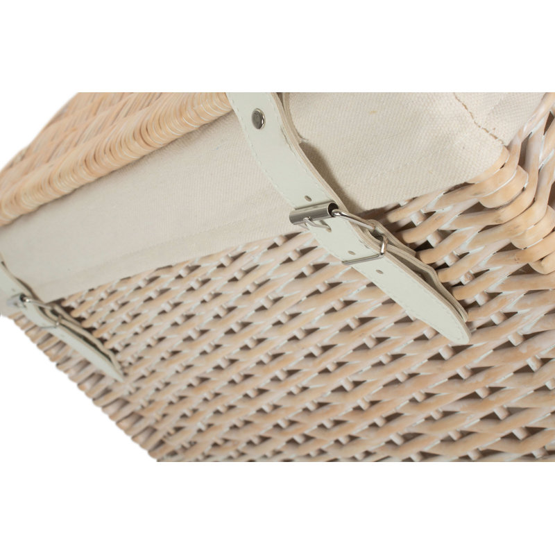 Wicker Laundry Hamper Basket with Lining, White Wash, 50cm H x 37cm W x 46cm D