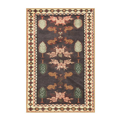Tapis beige traditionnel/rouge/vert Esman