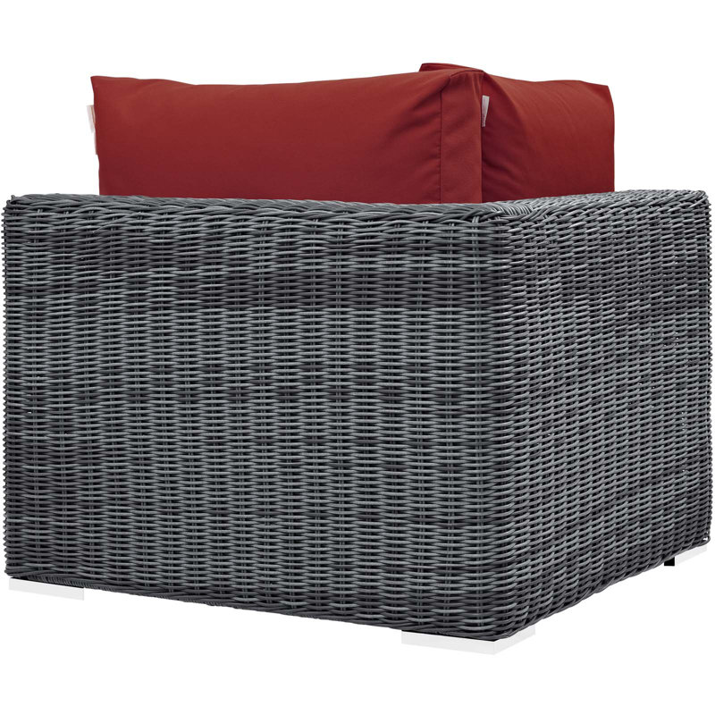 Canapé d'angle extérieur en rotin Sunbrella, Rouge