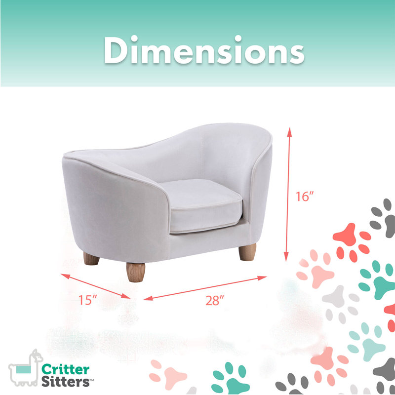 Cream Faux-Velvet Elevated Pet Sofa for Small Pets