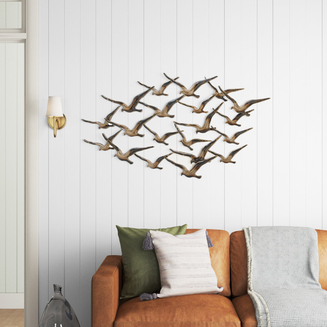 Metal Flying Flock Of Bird Gold Wall Decor Dovecove