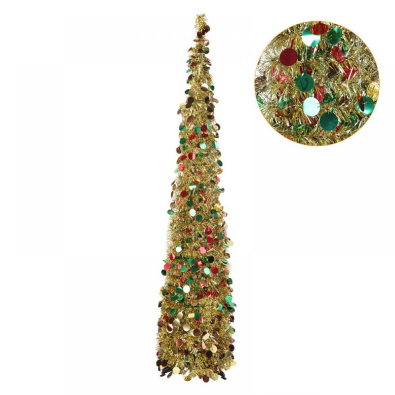 Arbre de Noël 60 po Tinsel, Or / bleu / rouge