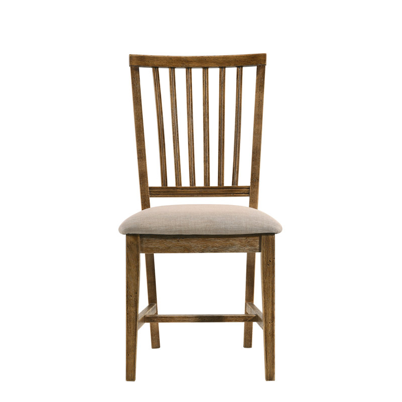 Ensemble de 2 chaises d'appoint en lin brun clair et chêne vieilli Wallace II