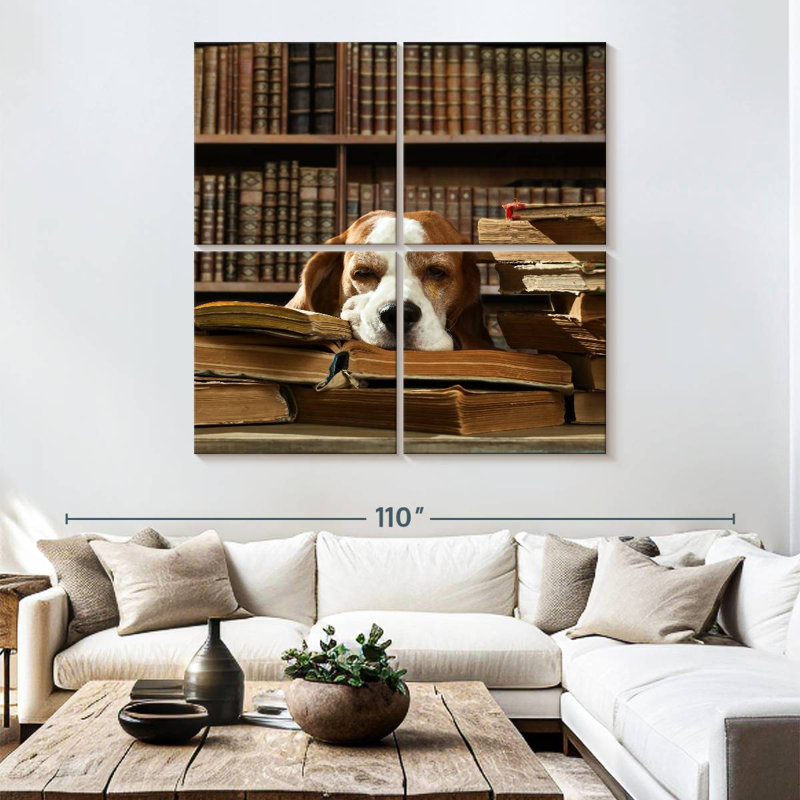 Dog And Books, 74" H x 74" W
