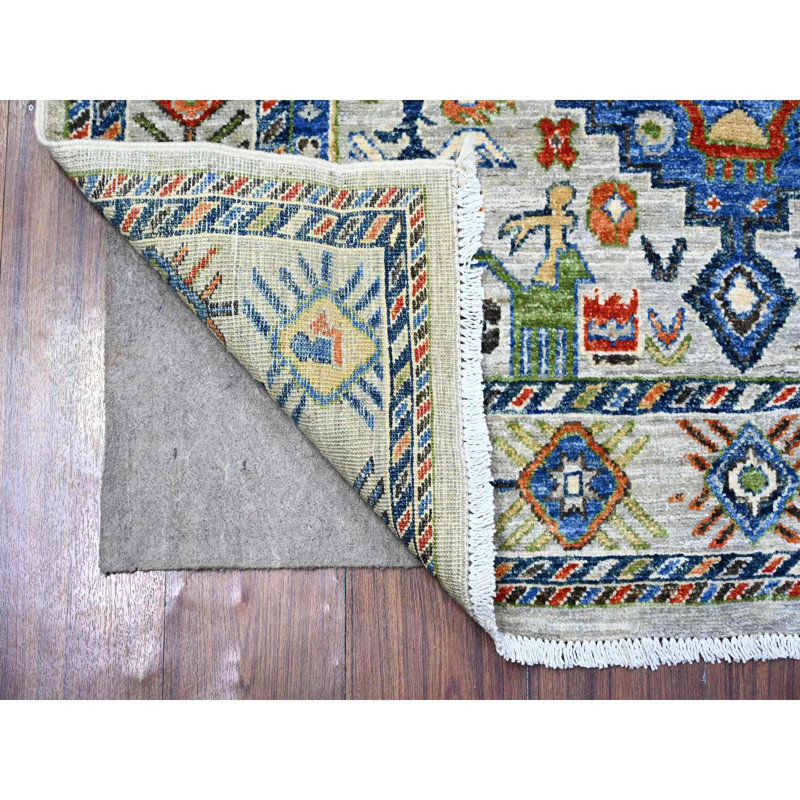 Tapis noué à la main à motif de sheeraz en laine gris 4 pi 1 po x 6 pi 2 po B87C2DD6FEB844238B6A85ECEF34672E