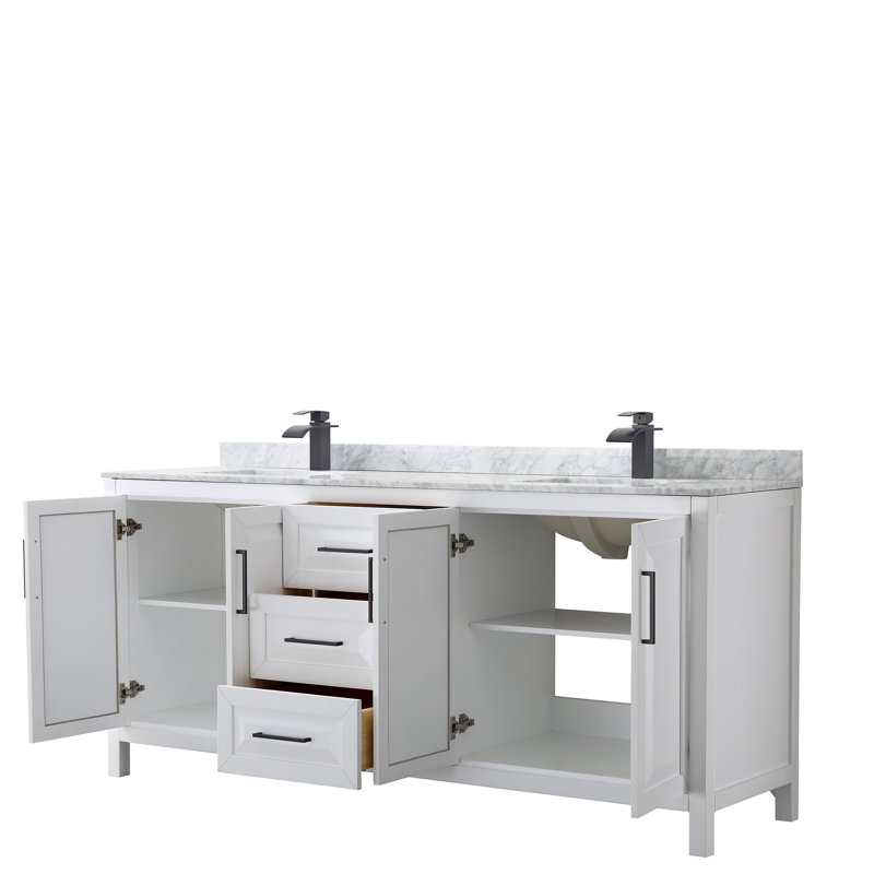 Daria 80'' W Double Vanity, White, Brushed Gold