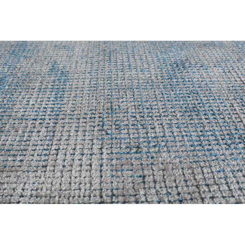 Tapis bleu touffeté à la main, Rectangulaire 2 pi x 3 pi