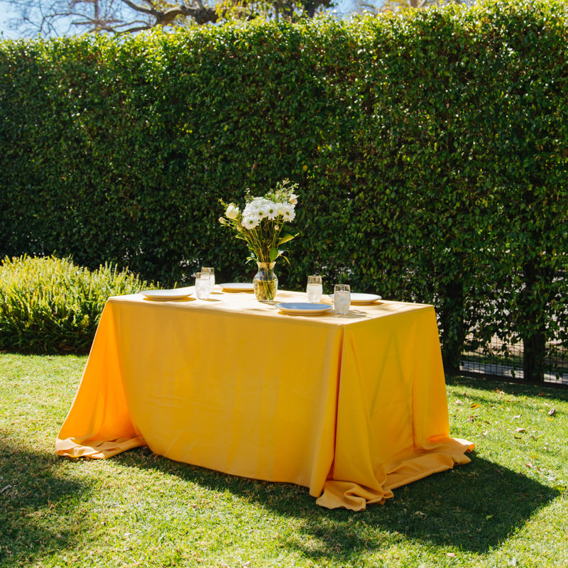 Rectangular Stain-Resistant Polyester Tablecloth - Basics by Wayfair™, Dark Yellow, 144" x 60"