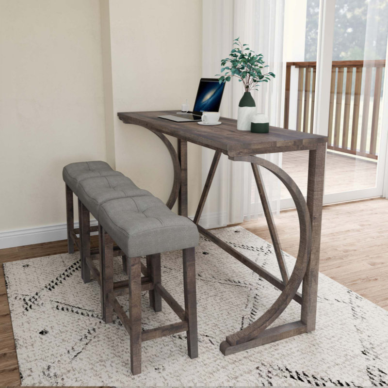 Maialen 3 - Person Trestle Dining Set, Brown