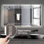 Miroir de salle de bain à DEL. Brouillard, structure. Fixé au mur avec lumières. Cuivre 5 mm - miroir argent. Gradation en 3 couleurs. -Résistant. Vue précise. Corrosion. Support flexible. Meuble-lavabo moderne. . Transparent-1966088797