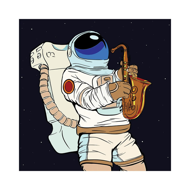 Astronaut Playing The Saxophone - Wrapped Canvas Print, 45.72 cm H x 45.72 cm W x 1.91 cm D