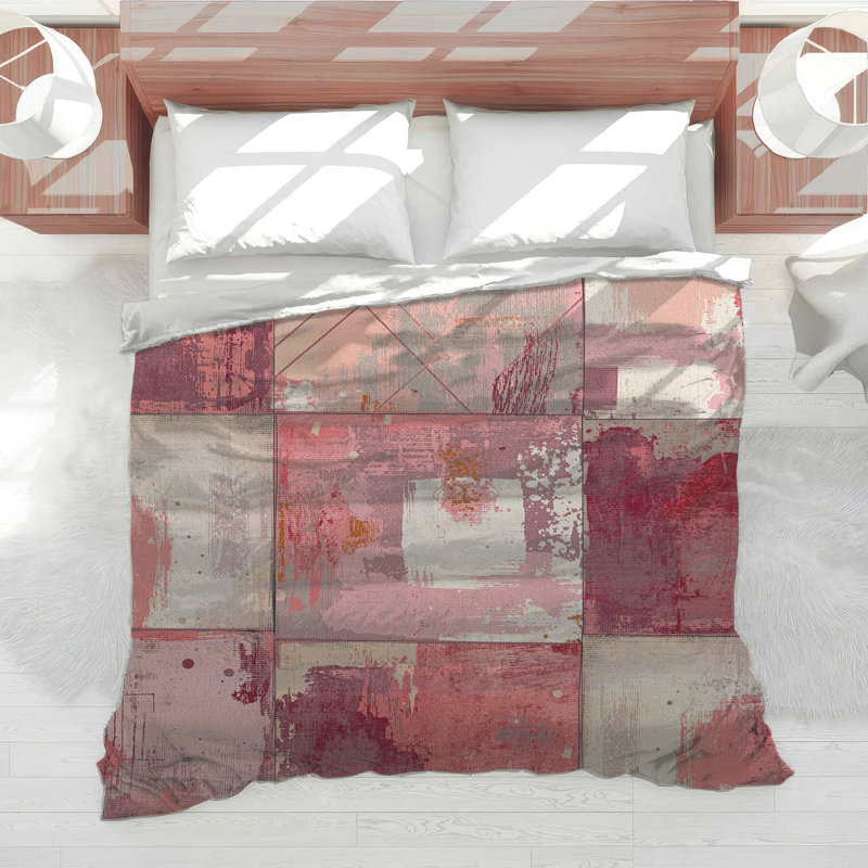 Pink Abstract Squares Comforter, Twin
