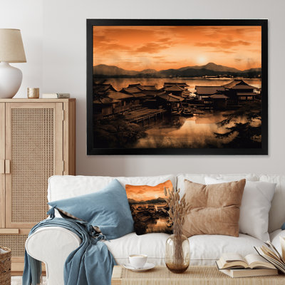 «Sunset Over Bay With Mountains Retro Seascape I», reproduction sur toile