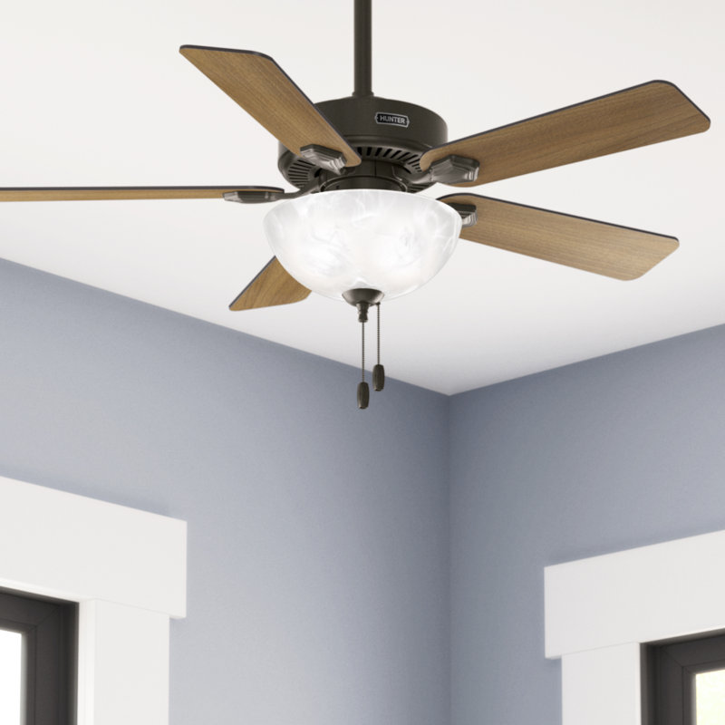 44" Swanson ENERGY STAR® 5-Blade Standard Ceiling Fan with Pull Chain and LED Light Kit Included, Gray, Bronze