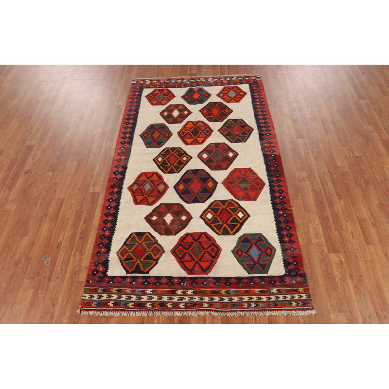 Tapis kilim ivoire à teinture végétale 4 x 7