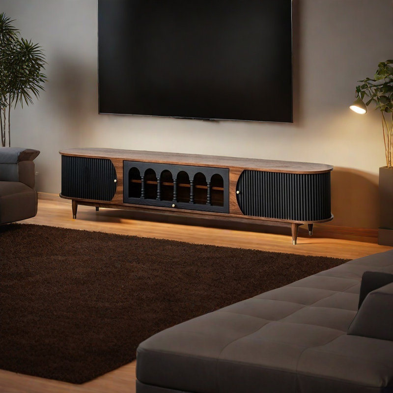 Extended storage without drawer design TV cabinet, 70.86" W