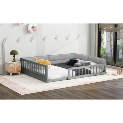 Lit plateforme avec garde-corps et coussin gris - Améliore la fonctionnalité de la chambre à coucher