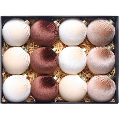 Ensemble de 12 décorations de Noël en peluche 12 pièces, boules suspendues multicolores incassables pour arbre, couronne, guirlande et décorations des Fêtes