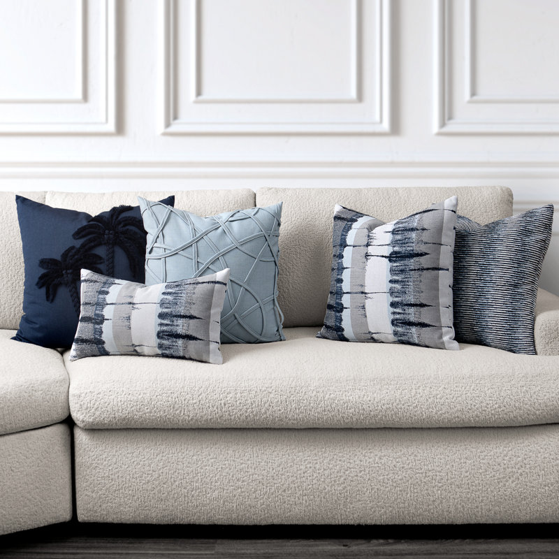 Indigo-Dew Coordinated Set of 2 Indoor & Outdoor Throw Pillows, 5