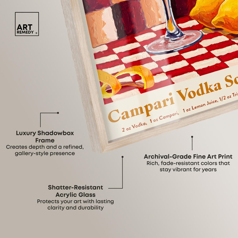 «Zesty Elixir Shadowbox Print Summer Art Prints» par Art Remedy, H 16 po x l 11 po, Crème, crème
