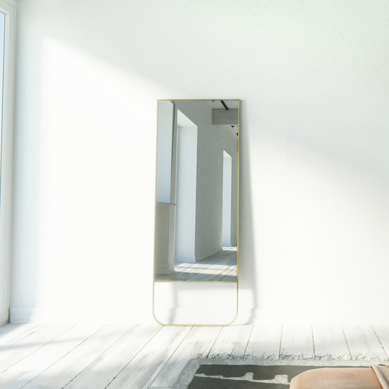 Miroir pleine grandeur moderne et contemporain, Laiton satiné