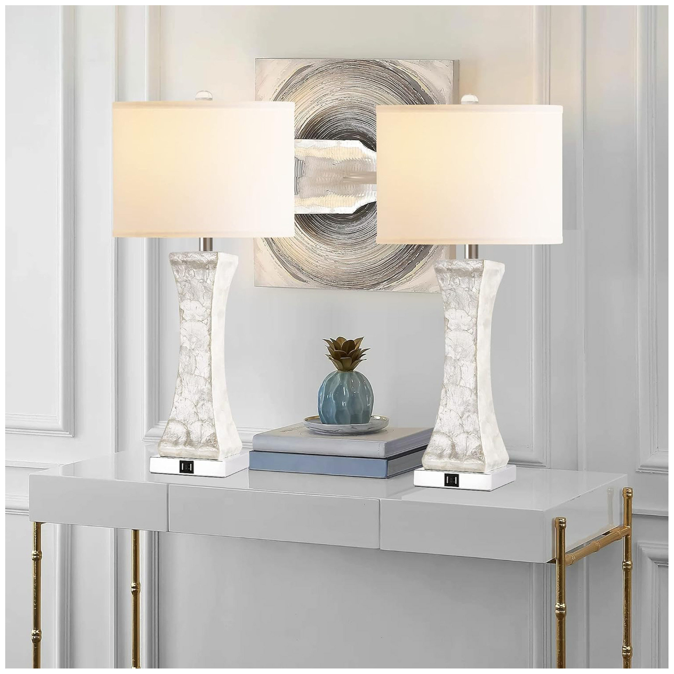 Lark Manor™ Set of 2 Touch Control Table Lamps, Tall Coastal White ...