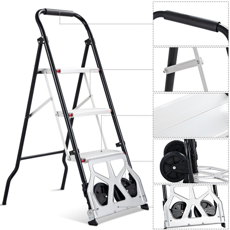 3 - Step Steel Folding Multi-Position Ladder