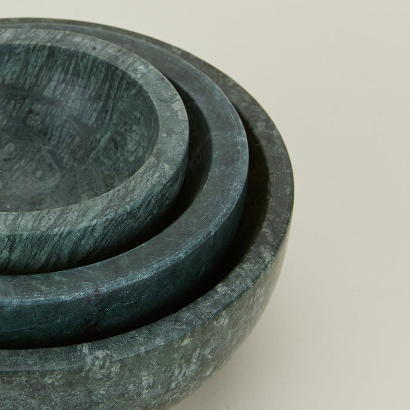 Simple Marble Decorative Bowl, 2" H x 5" W x 5" D, Green