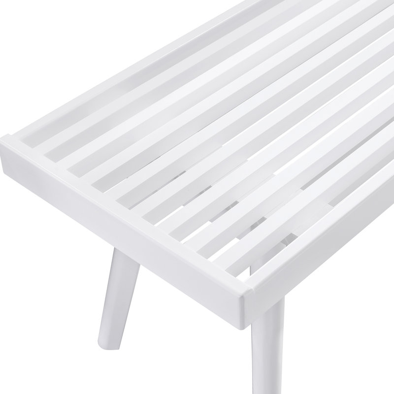 Banc à lattes en bois massif blanc, 17.5 " H x 16.5 " L x 56.3 " D, White