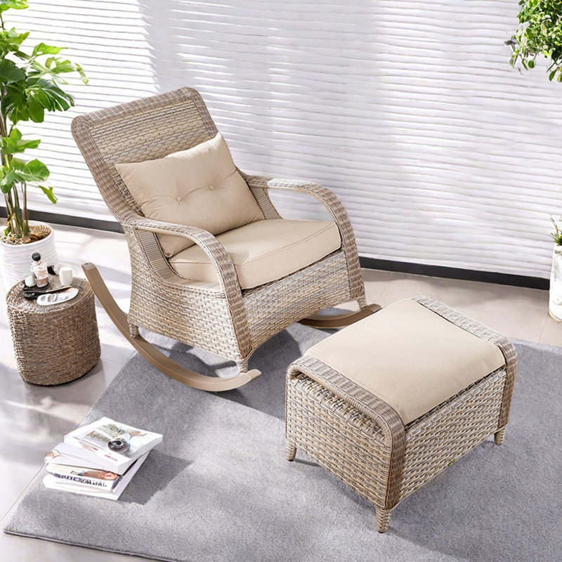 Chaise berçante ergonomique en alliage d'aluminium, Beige / café