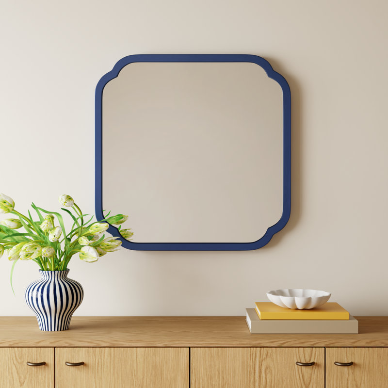 Baltic Wood Scalloped Wall Mirror, Navy