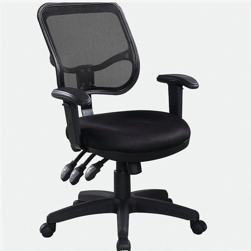 Chaise de bureau pivotante noire avec accoudoirs