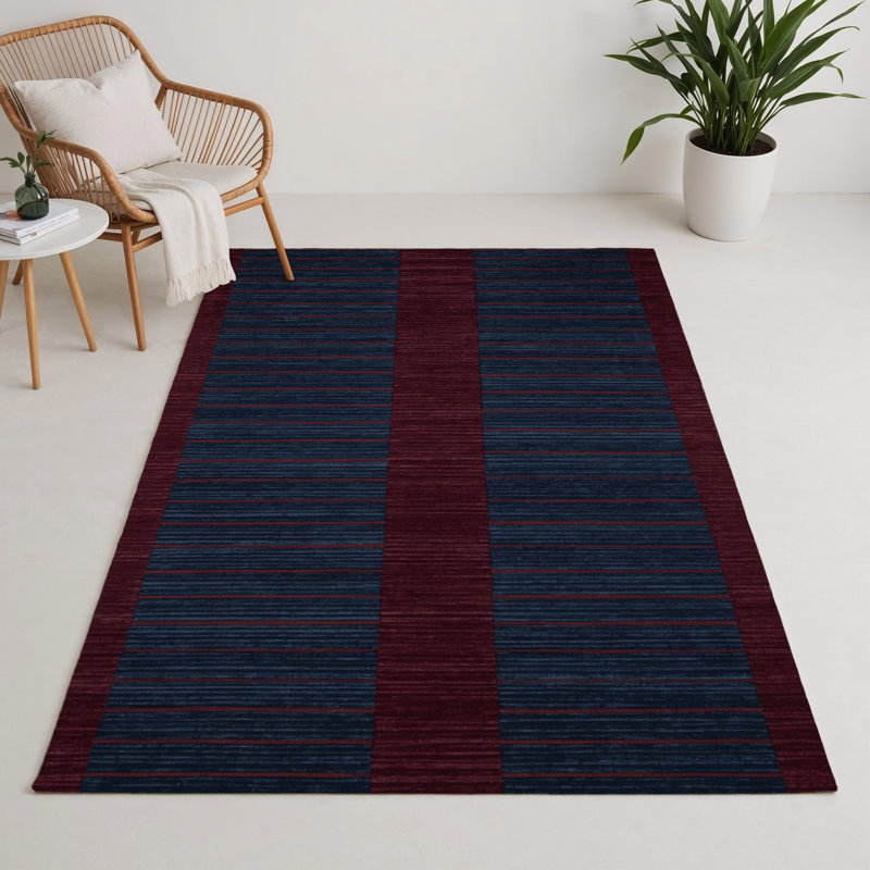 Tapis intérieur / extérieur gris HorizontalStripes, Rectangle 5 pi x 7 pi
