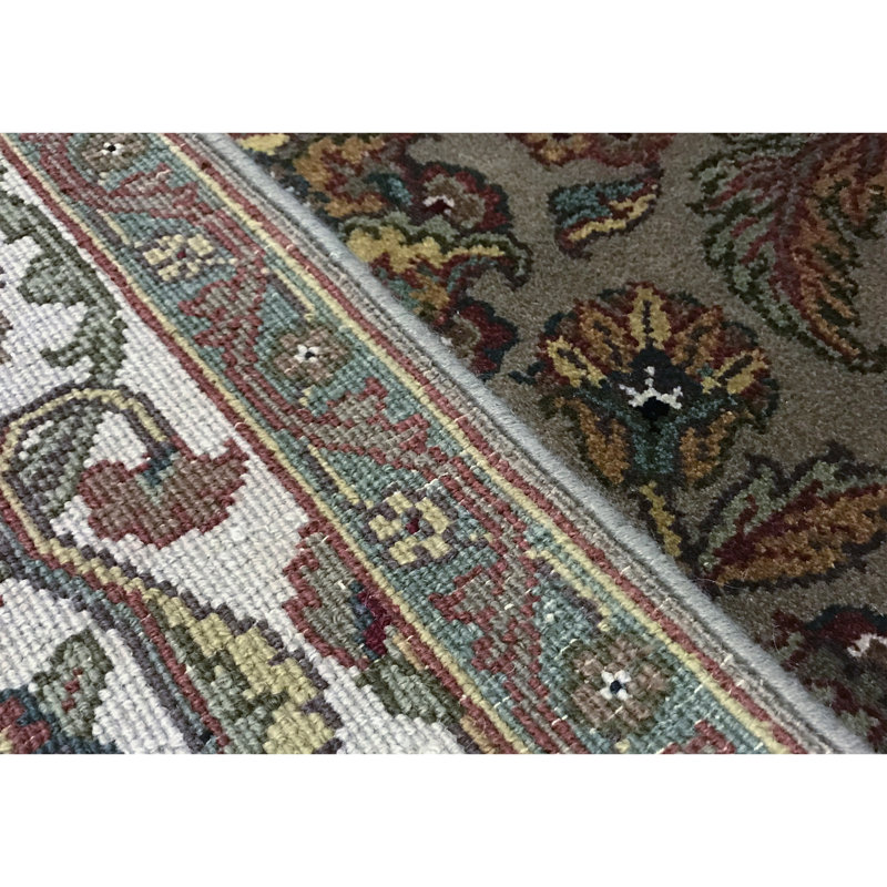 Tapis ivoire et chameau de haute qualité noué à la main Trinity, Rectangle 9 pi x 12 pi