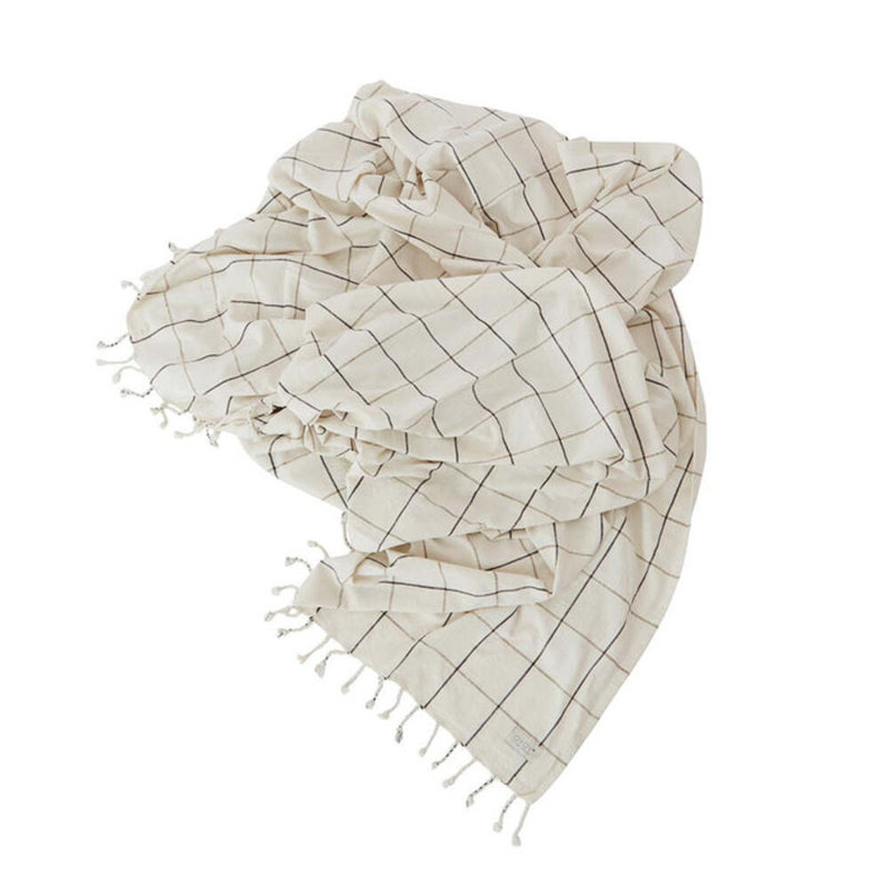 Gobi Coverlet, Off White/Anthracite Checkered