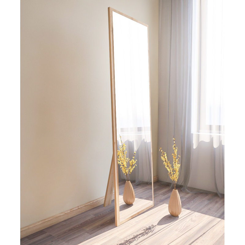 Miroir sur pied moderne 19,7 po x 63,0 po x 0,9 po | 100% panneau de fibres à densité moyenne avec verre écologique Fllot-E | Conception à fixation murale | Élégante couleur unie pour la décoration contemporaine | Parfait pour les chambres à couch