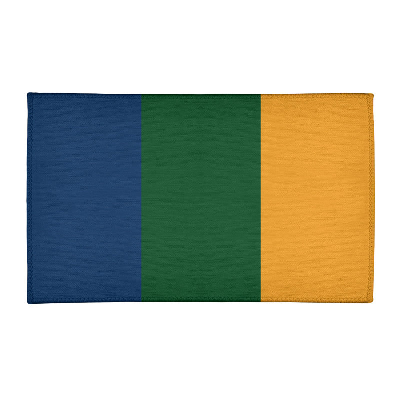 Tapis à rayures bleu marine/vert/doré, Rectangle 3 pi x 5 pi