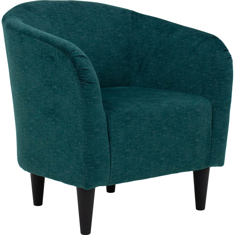 Fauteuil demi-tonneau de 29,50 po de largeur, Velours bleu sarcelle Aston