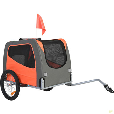 Dog Bike Trailer, Supports Up To 66 Lbs, Pet Cart Bicycle Carrier, Easy Folding Frame With Quick Release Wheels, Universal Bicycle Coupler, Reflectors, Flag, Collapsible To Store